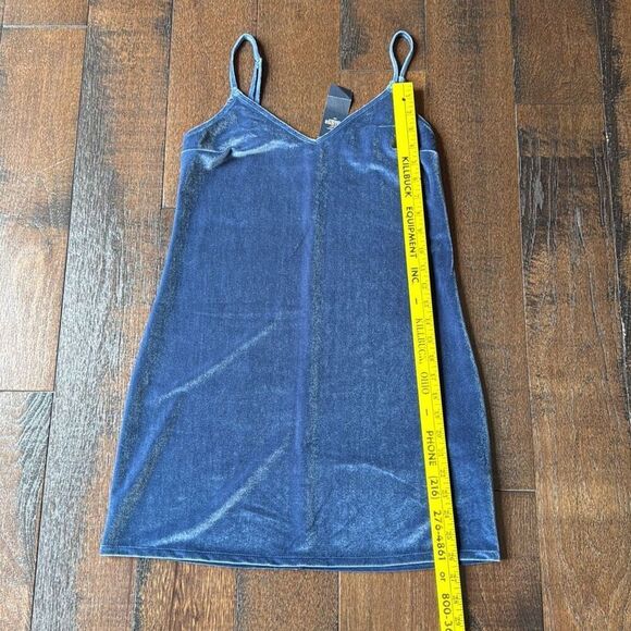 NWT Hollister Co womens velour mini slip dress size XS dusty blue fall event wed - Picture 8 of 10